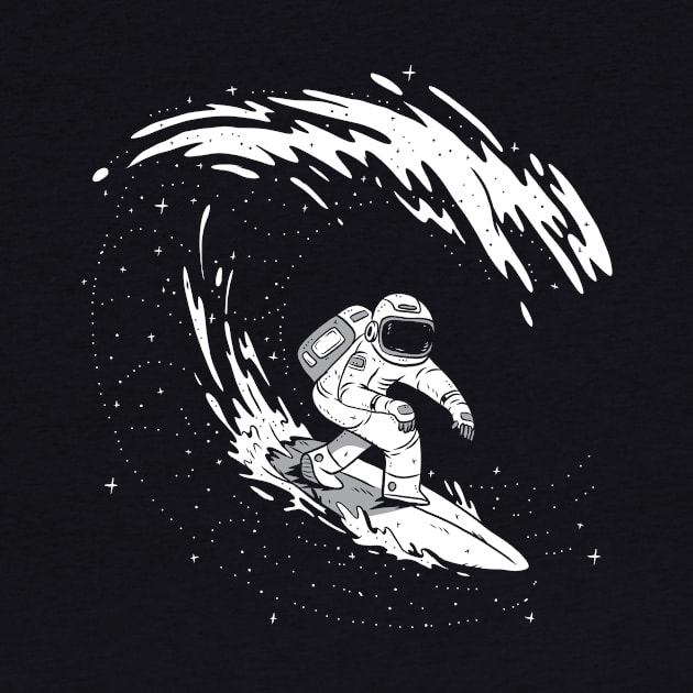 funny sports astronaut surfing by Midoart